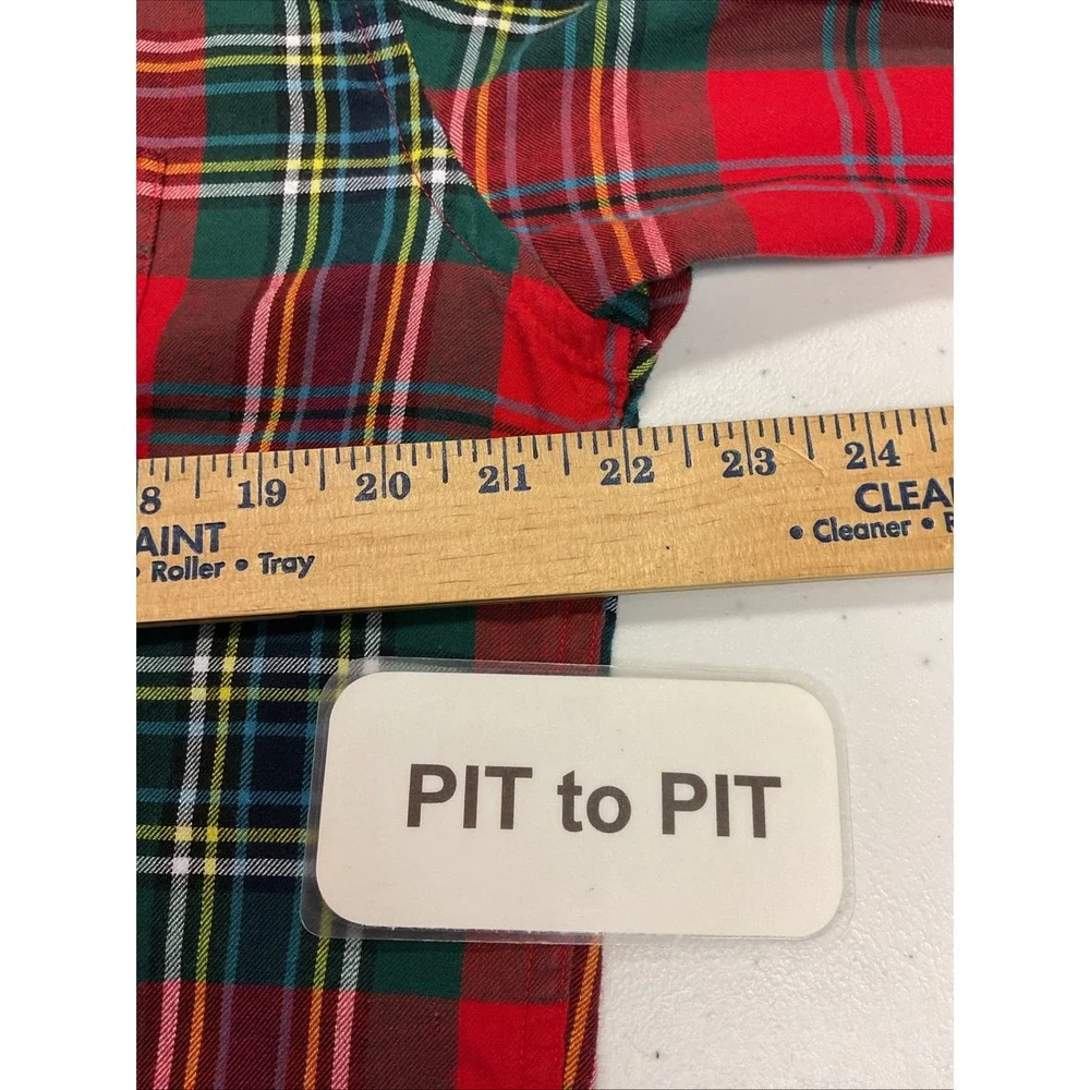 Vtg Polo Ralph Lauren Tartan Red Plaid Flannel‎ Youth XL Crest Holiday Christmas